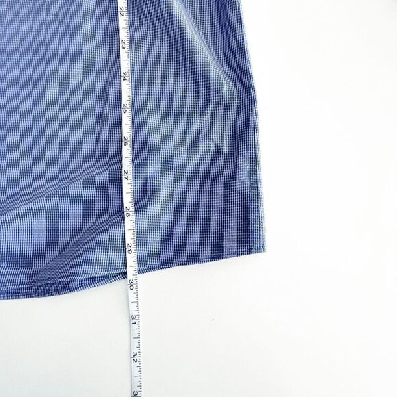 Tommy Hilfiger Mens Collared Shirt Slim Flit Micro Plaid Long Sleeve Blue Sz 16 - Picture 6 of 8